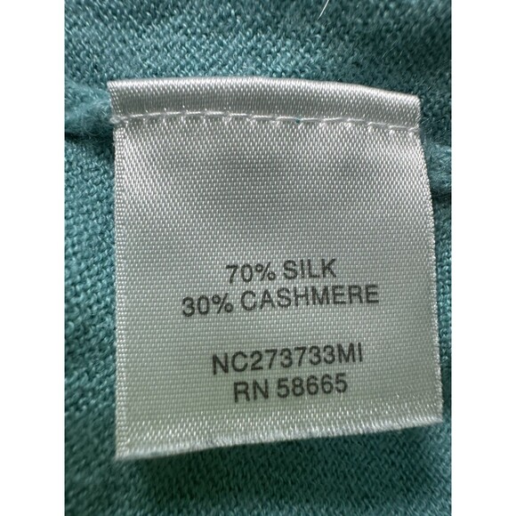 Nordstrom Collection Cashmere Silk Blend Button Aqua Blue Cardigan Women's MED - Picture 10 of 14